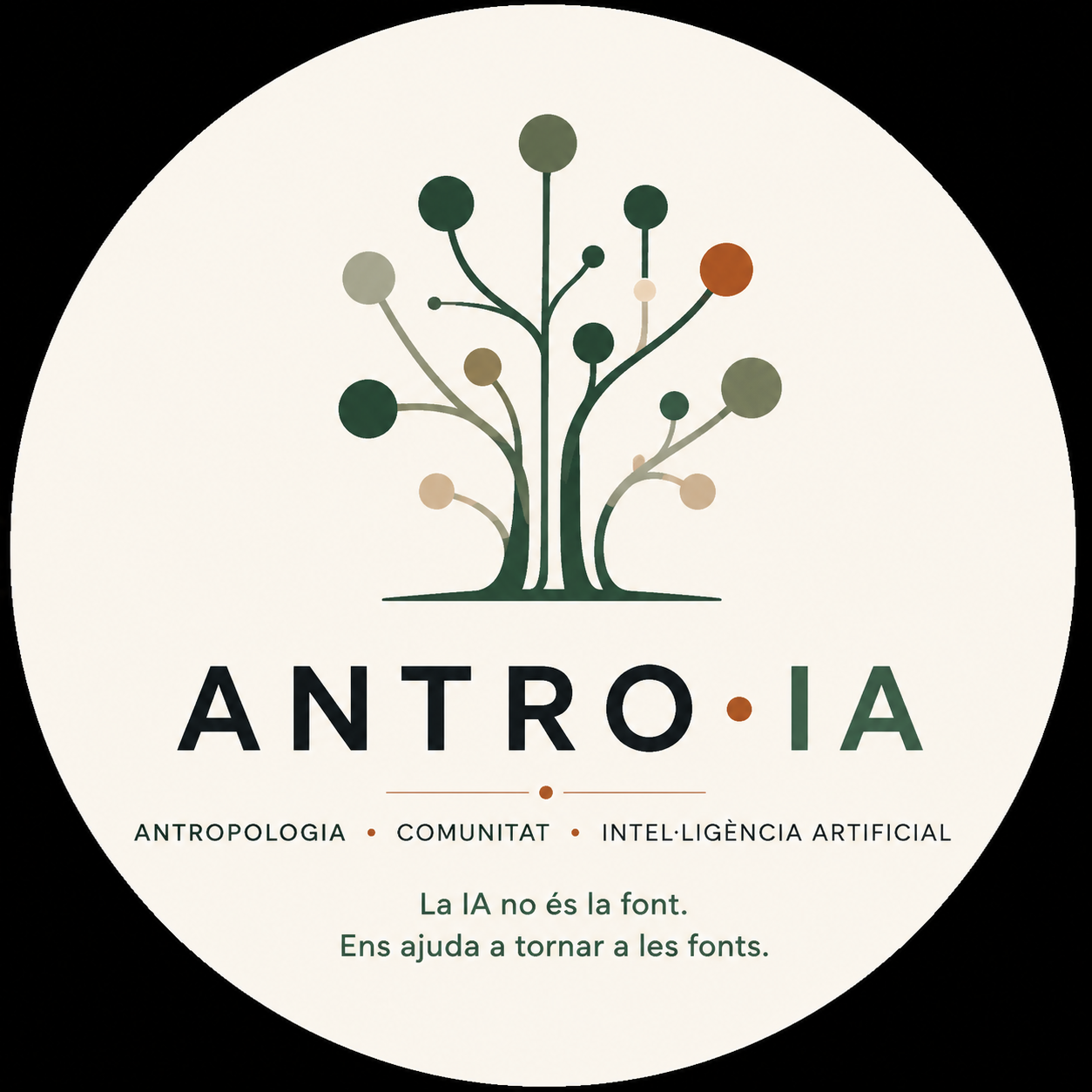 Logotip d’ANTRO·IA: un arbre format per branques i punts connectats